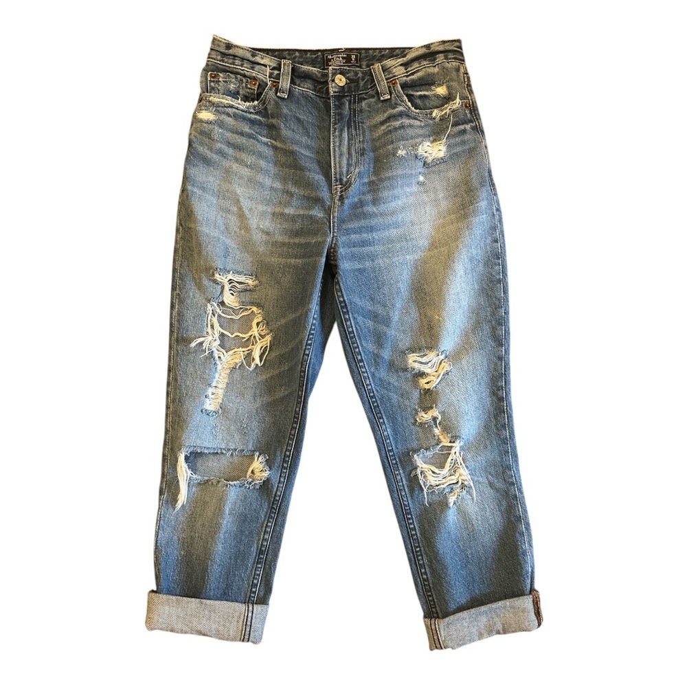 Abercrombie & Fitch Blue Distressed Boyfriend Jeans